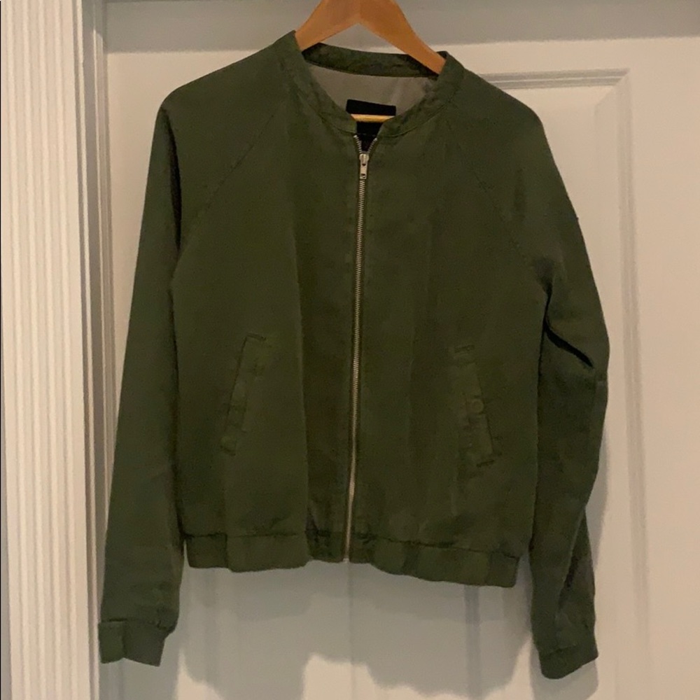 Army Green Utility Bomber Jacket.